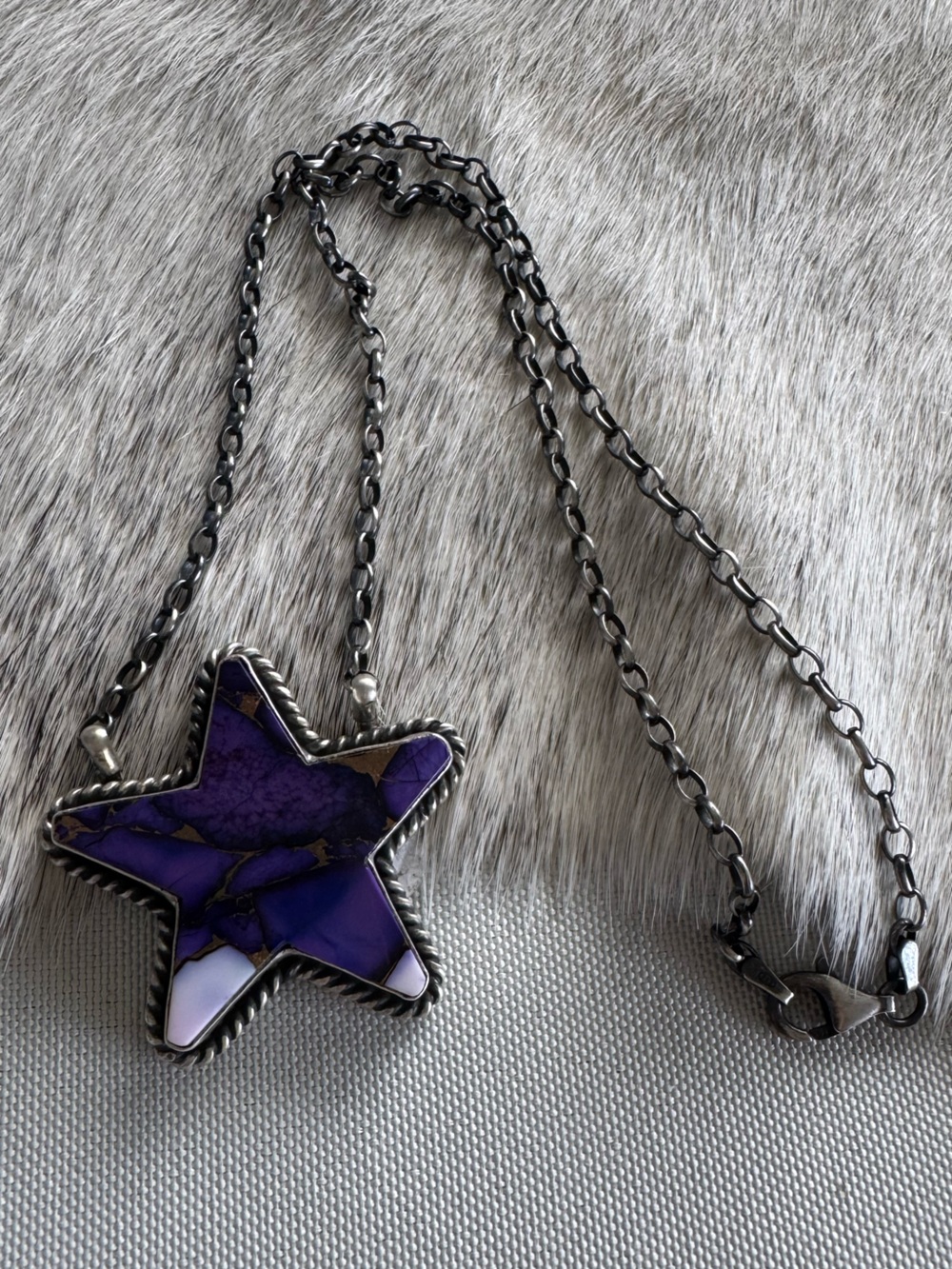 Native American Lavender Dhalia Star Necklace